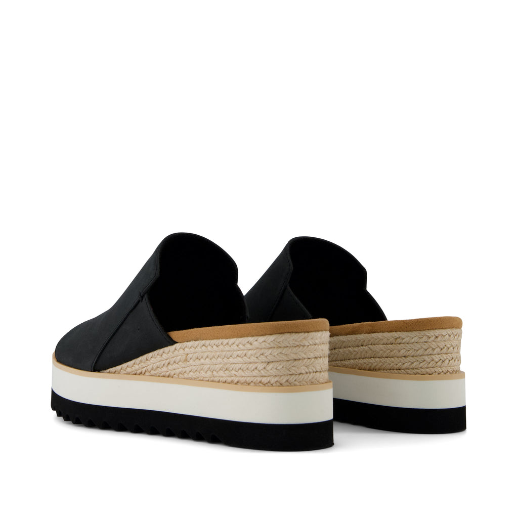 Diana Mule Wedge Sandal Black Leather - sneakers - view 4